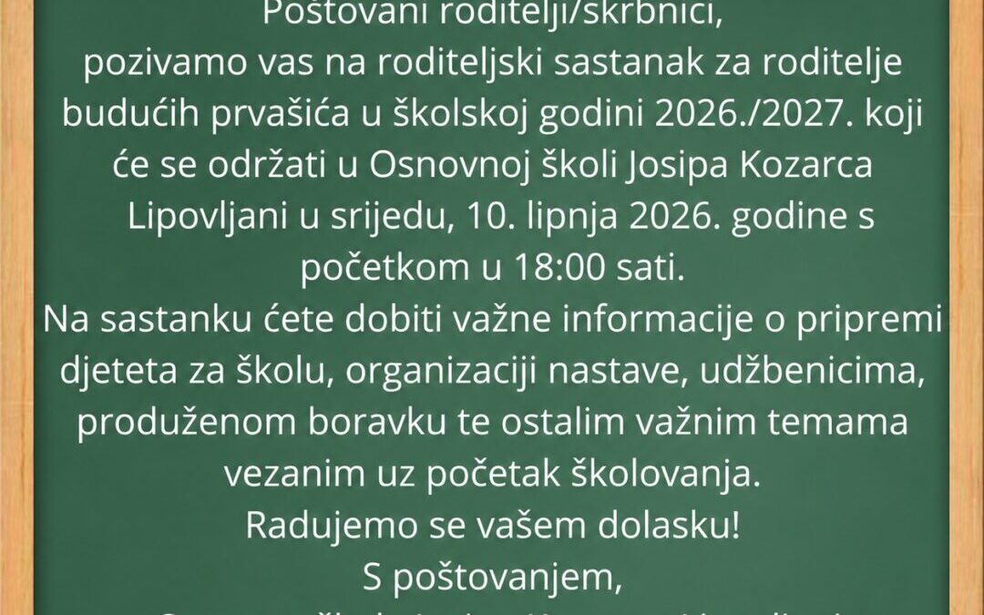 Obavijest o roditeljskom sastanku