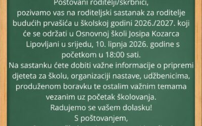 Obavijest o roditeljskom sastanku